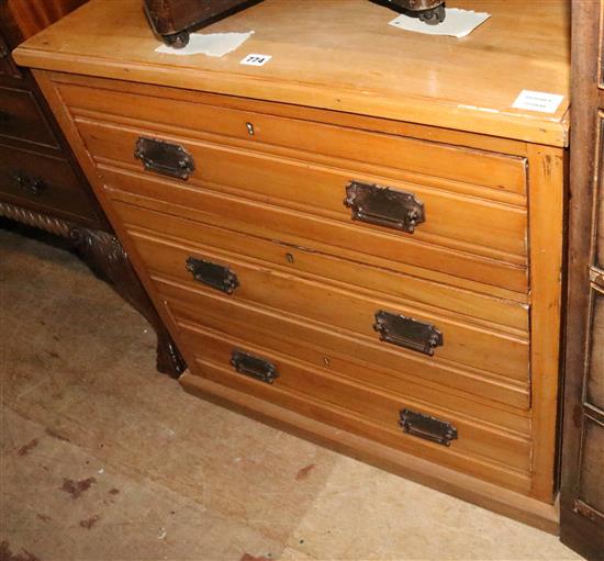 Edwardian satinwood three drawers chest
